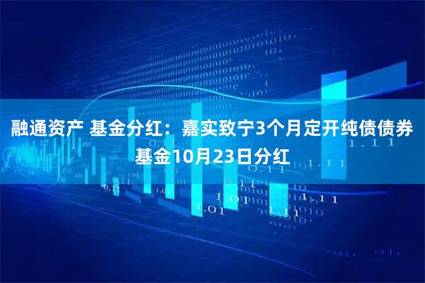融通资产 基金分红：嘉实致宁3个月定开纯债债券基金10月23日分红